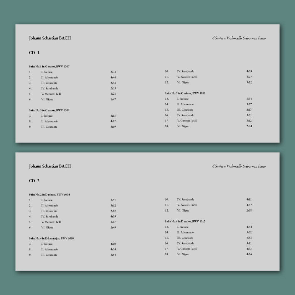 바흐 무반주 첼로 모음곡 전곡